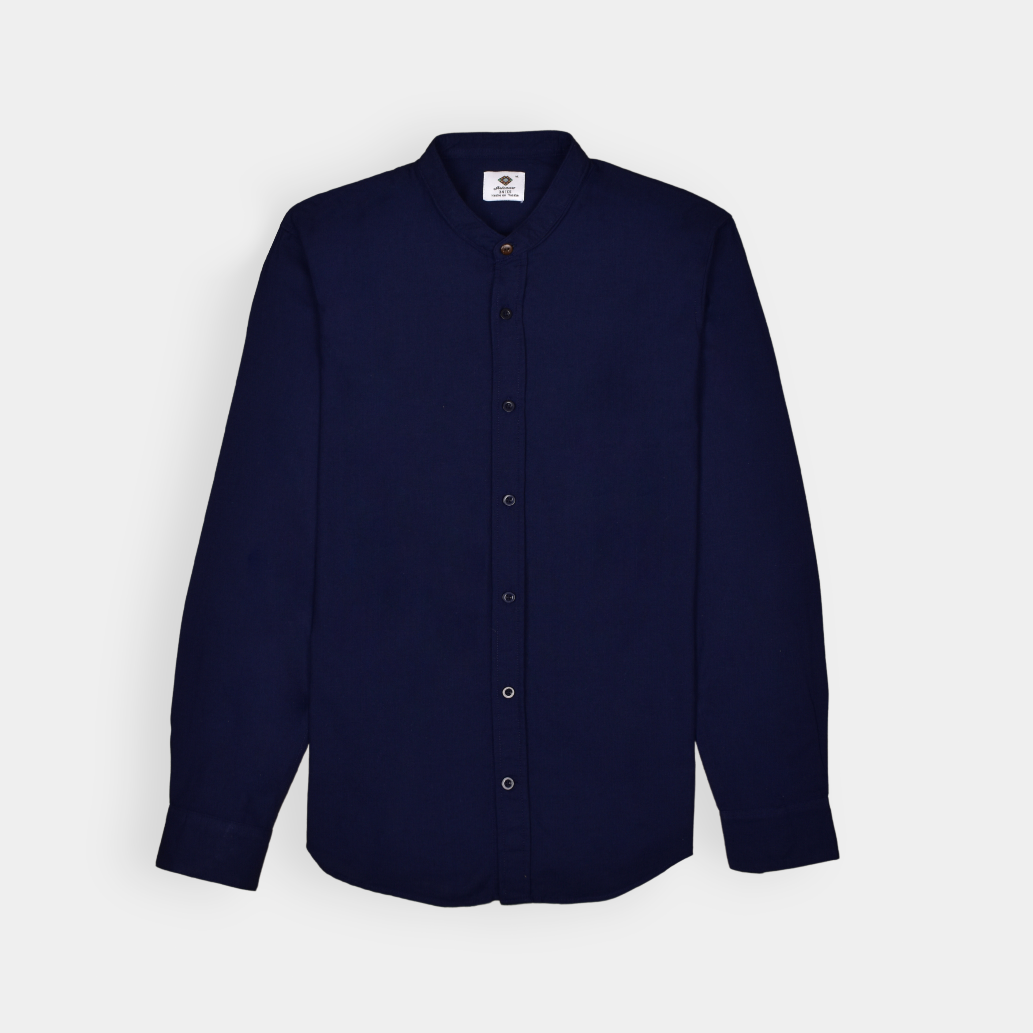 Navy Blue Mandarin Collar Shirt 