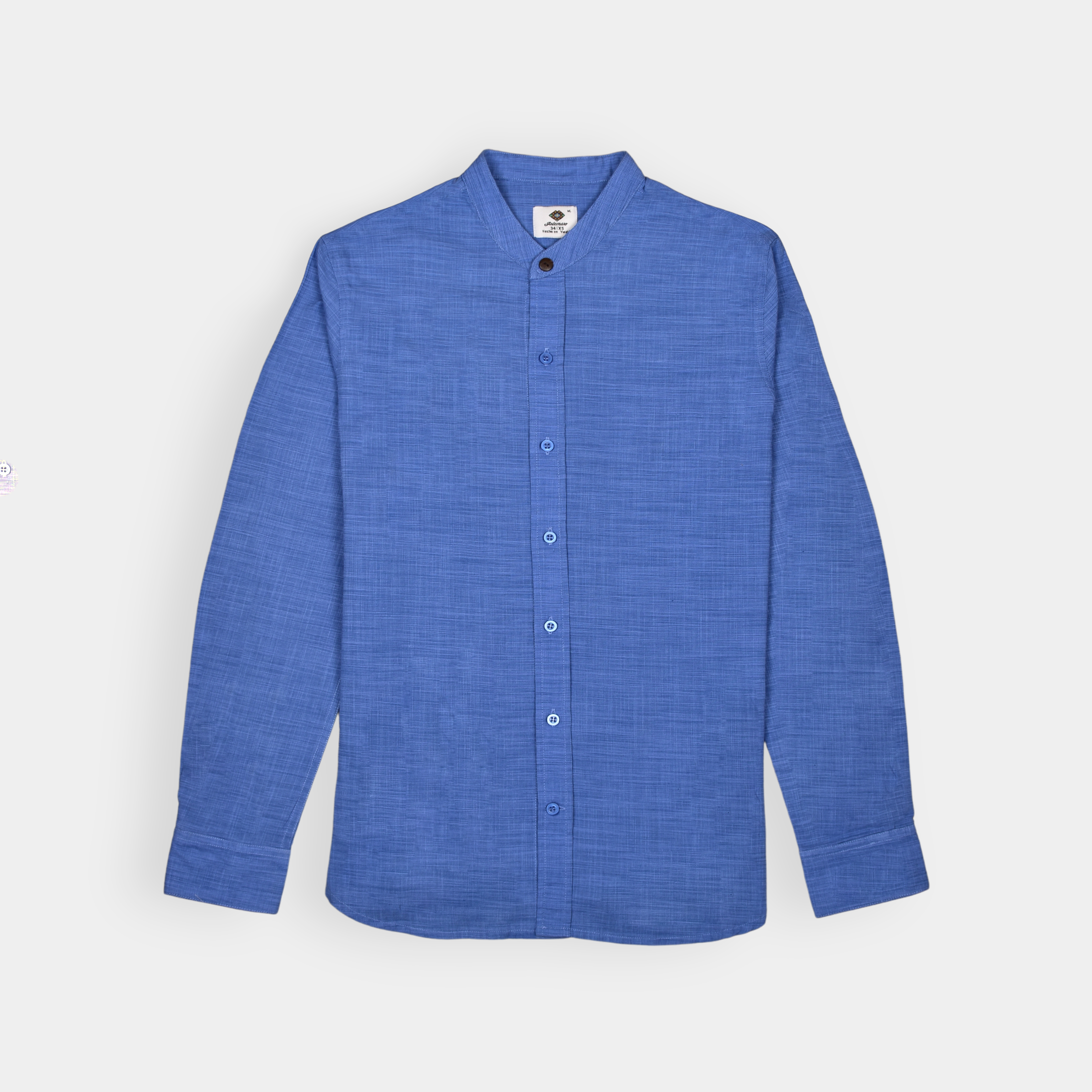 Classic Blue Mandarin Collar Shirt 
