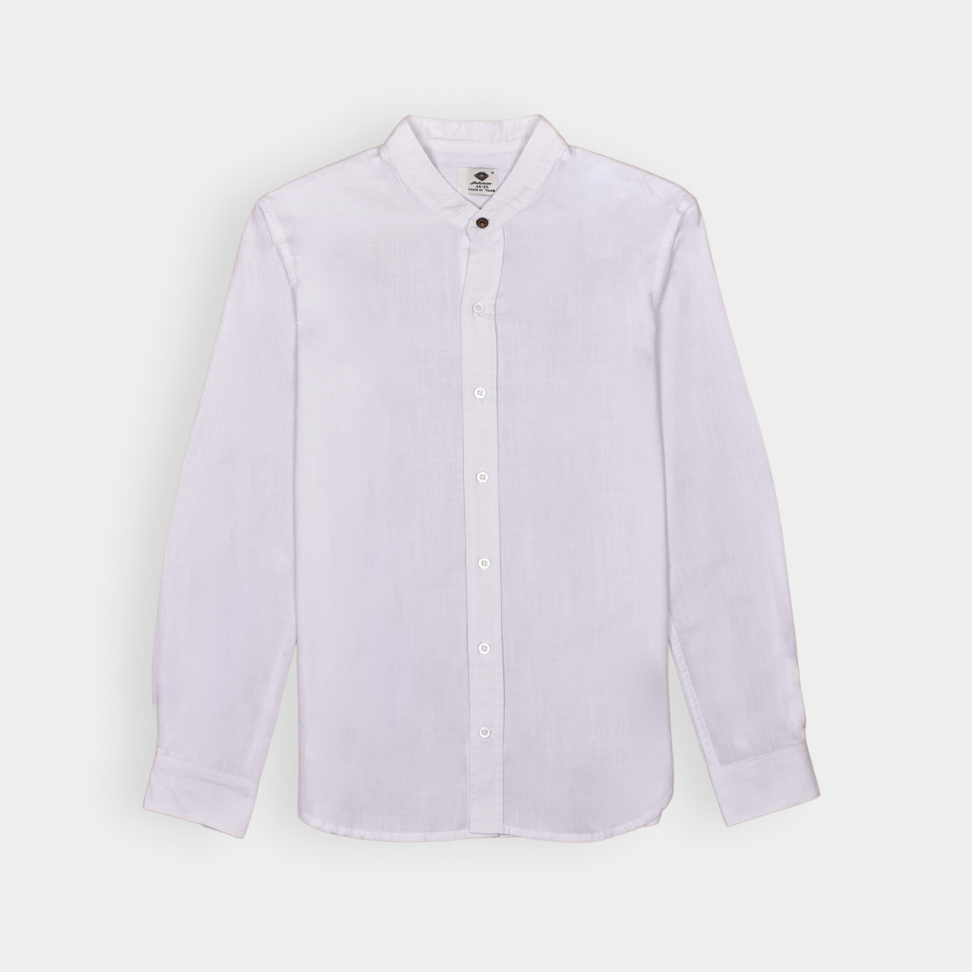 White Mandarin Collar Shirt 