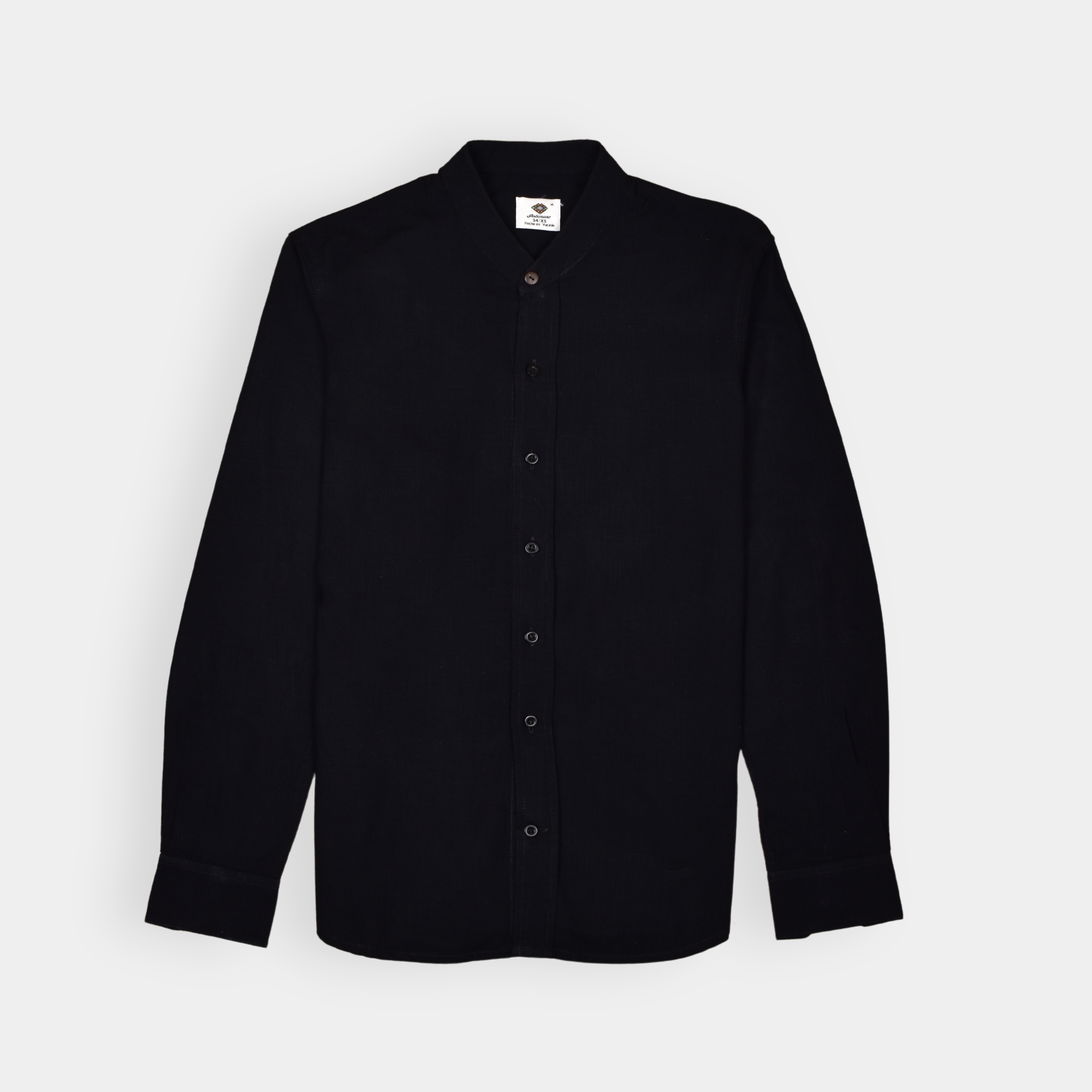 Black Mandarin Collar Shirt 